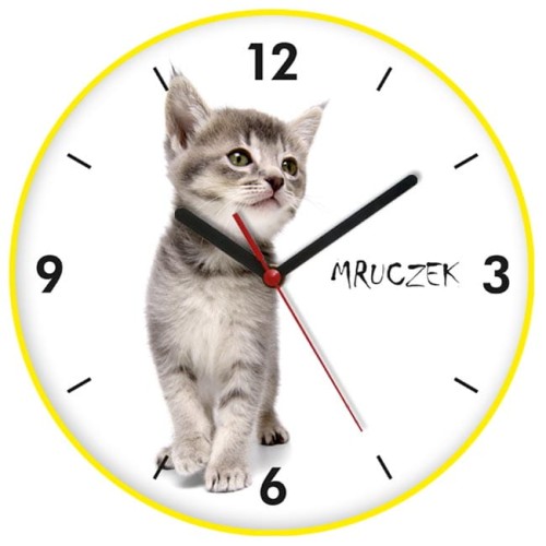 zegar kotek żółty