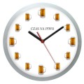 srebrny zegar ścienny na piwo