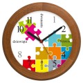 zegar drewniany puzzle jasny dąb