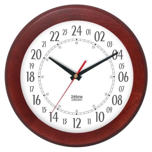 24-godzinny zegar drewniany mahoń