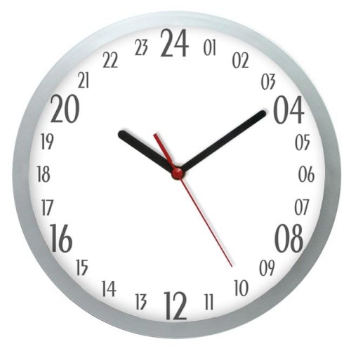 zegar 24godzinny ze srebrną ramką