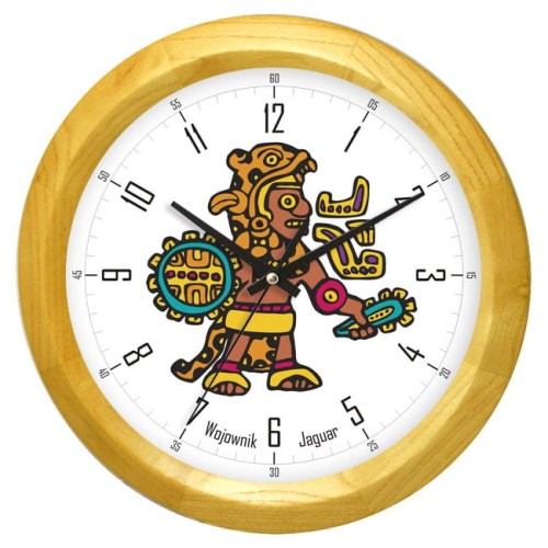 Zegar drewniany aztecki wojownik jesion