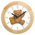 Zegar drewniany miś  jesion