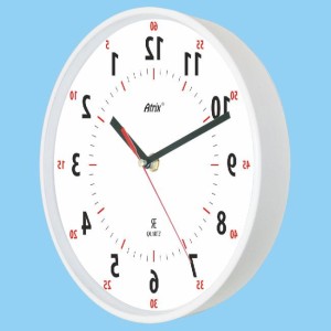 Zegar chodzący wstecz biały lustrzany