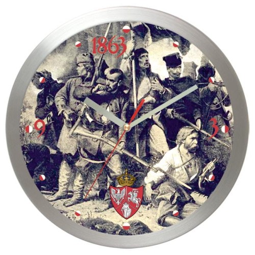 aluminiowy zegar z Powstańcami Styczniowymi