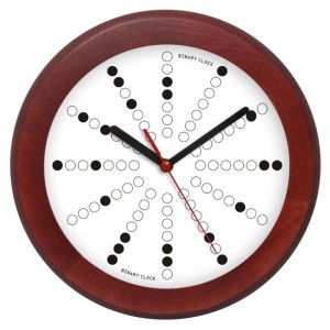 Zegar drewniany rondo z binarną tarczą