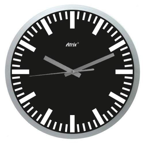 Zegar srebrny z czarną tarczą