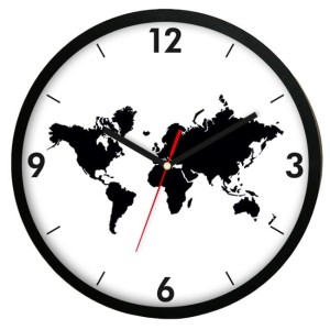 Zegar ścienny czarny Mapa Świata 