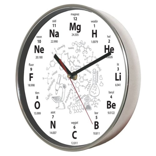 Zegar chromowany chemia biały