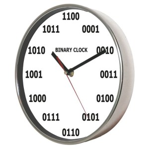 Zegar naścienny chromowany binarny