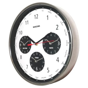 Zegar strefy czasowe chromowany