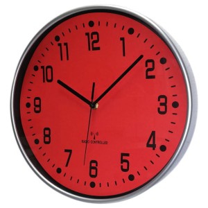 Zegar chromowany sterowany radiowo red