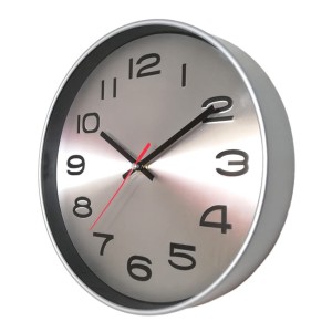 Zegar srebrny z metalową tarczą radiowy DCF 25cm #1