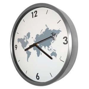 Zegar dookoła świata aluminiowy s.cichy  /30cm