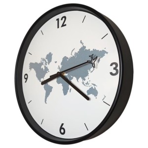 Zegar dookoła świata czarny super cichy  /30cm