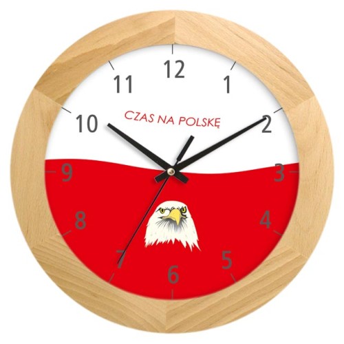 zegar drewniany czas na Polskę