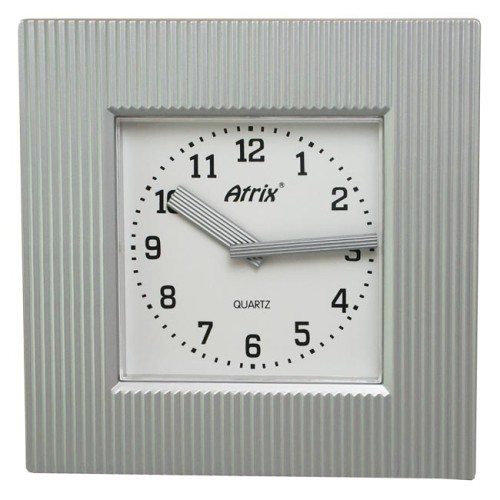 Zegar kwadrat falista ramka srebrny