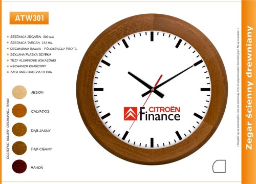 drewniany zegar reklamowy