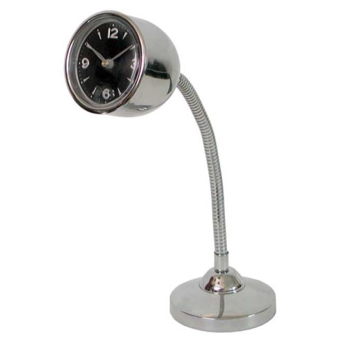 metalowy zegar na ruchomej nóżce