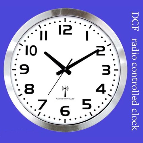metalowy zegar sterowany radiowo DCF