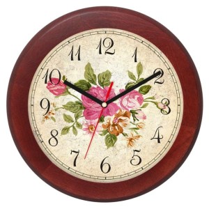 Zegar drewniany rondo róże #2