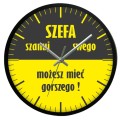 Zegar z czarną ramką szanuj szefa