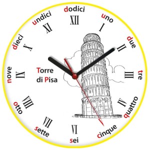 Zegar języki świata Krzywa Wieża