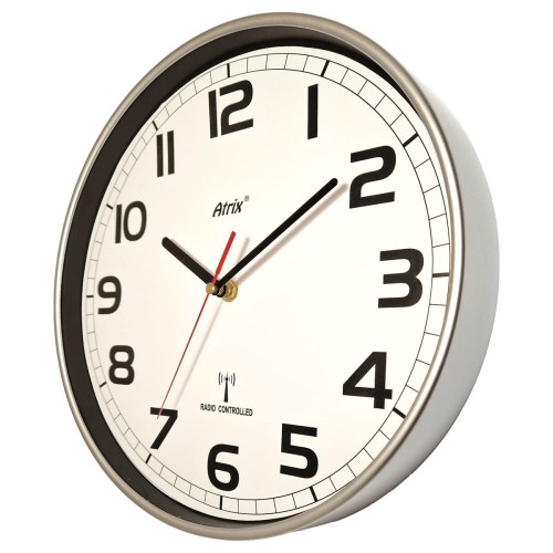 zegar sterowany radiowo srebrny