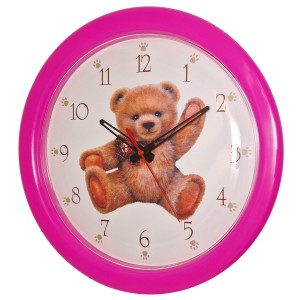 Zegar ścienny kolor siedzący miś 