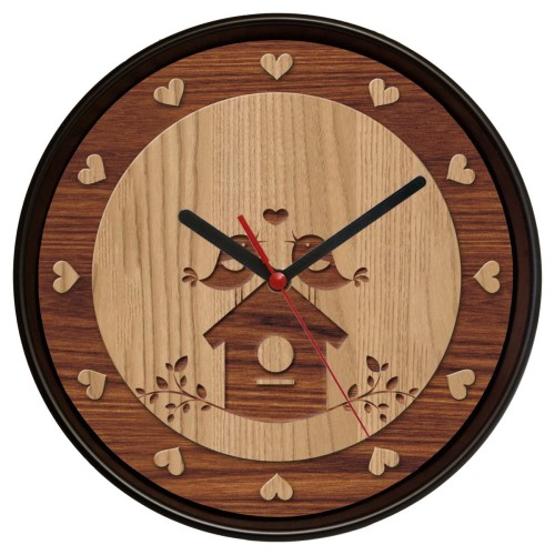 Czarny zegar zakochane ptaszki