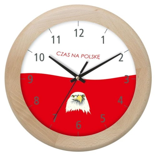zegar drewniany polska flaga jesion