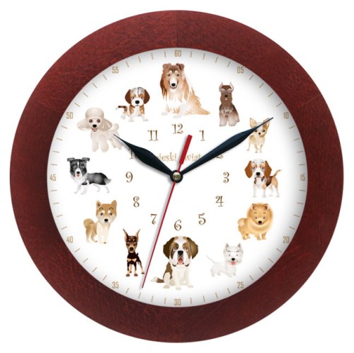 Zegar drewniany zwierzęta mahoń