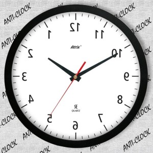 Zegar chodzący wstecz solid lustrzany/ czarny