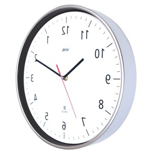 Zegar chodzący wstecz solid lustrzany/ srebrny