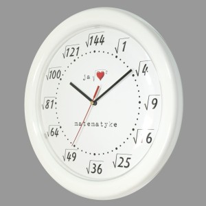 Zegar pod pierwiastkiem biały/ 325mm