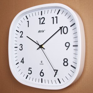 Zegar kwadrat chodzący wstecz biały 30cm