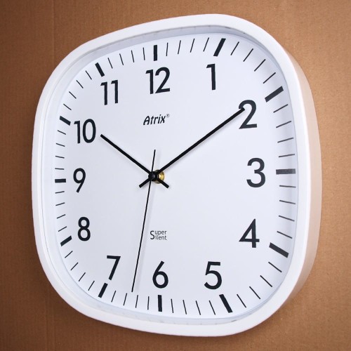 Biały zegar kwadrat super cichy