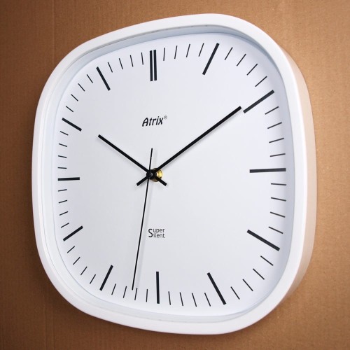 Biały zegar kwadrat super cichy
