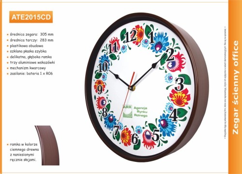 Zegar reklamowy drewnopodobna ramka