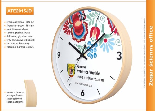 Zegar reklamowy drewnopodobna ramka