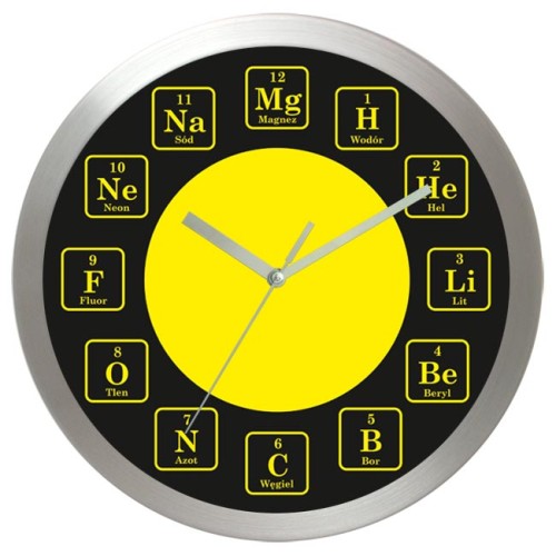 aluminiowy zegar dla chemika