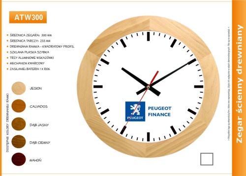 drewniany zegar reklamowy 