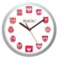 Polskie orły zegar ze srebrną ramką
