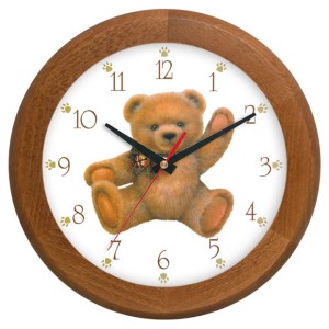 Zegar drewniany rondo miś
