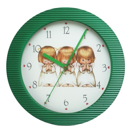 Zielony zegar aniołki