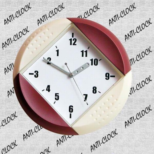 plastikowy zegar rewers brąz