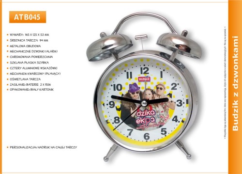 Budzik metalowy reklamowy