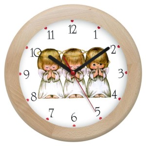 Zegar drewniany rondo aniołki