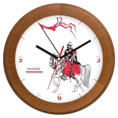 zegar drewniany husarz  jasny dąb