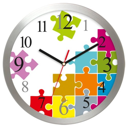 aluminiowy zegar ścienny puzzle